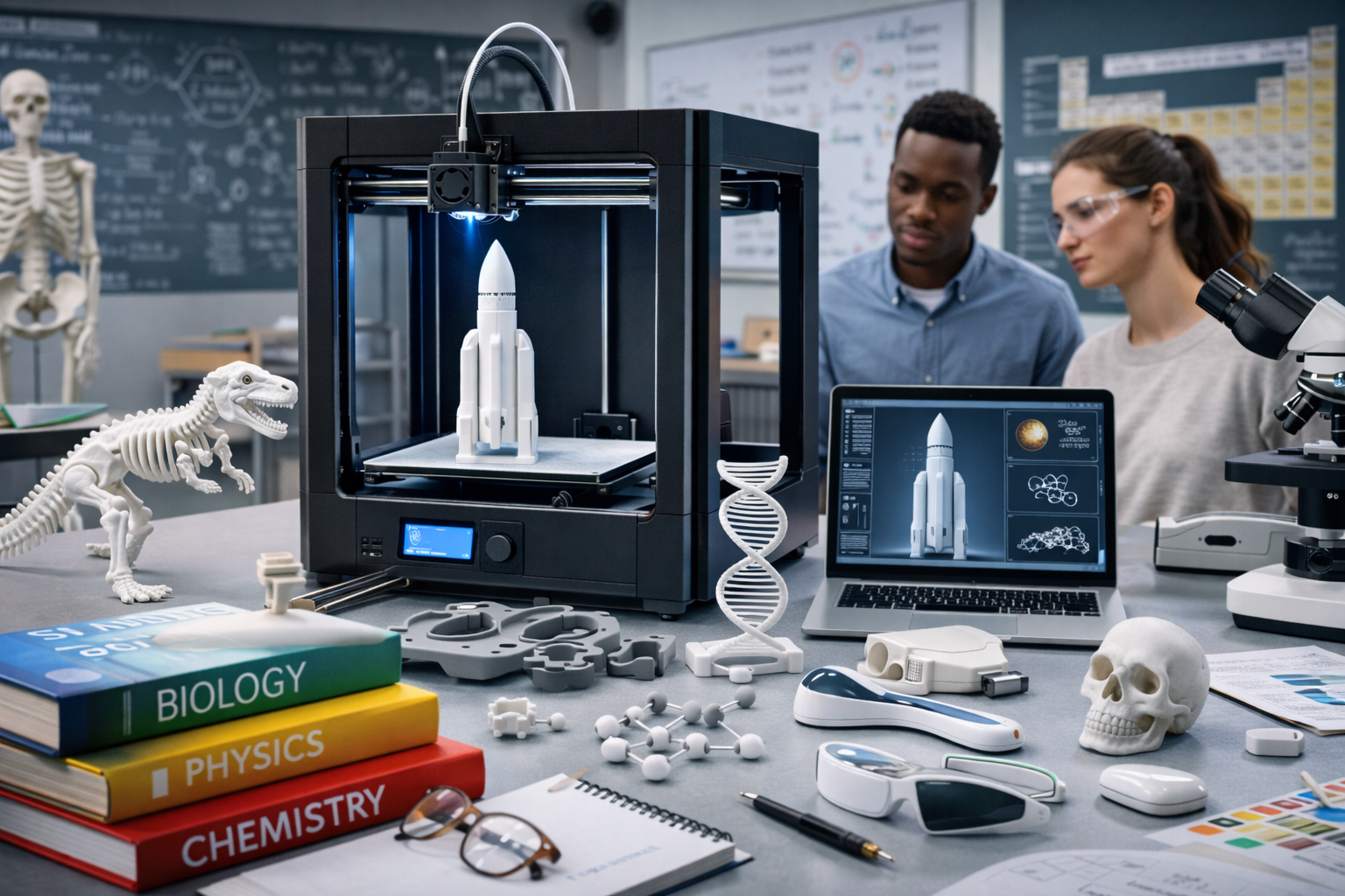 3D printed jewelry and art pieces showcasing innovative applications of additive manufacturing in science and design.